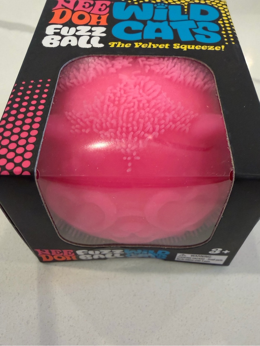 Needoh Wild Cats Fuzz Ball Pink Stress Toy